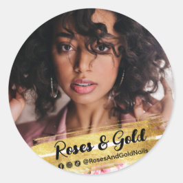 Foto "Social Media Influencer Beauty Brand Model" Runder Aufkleber