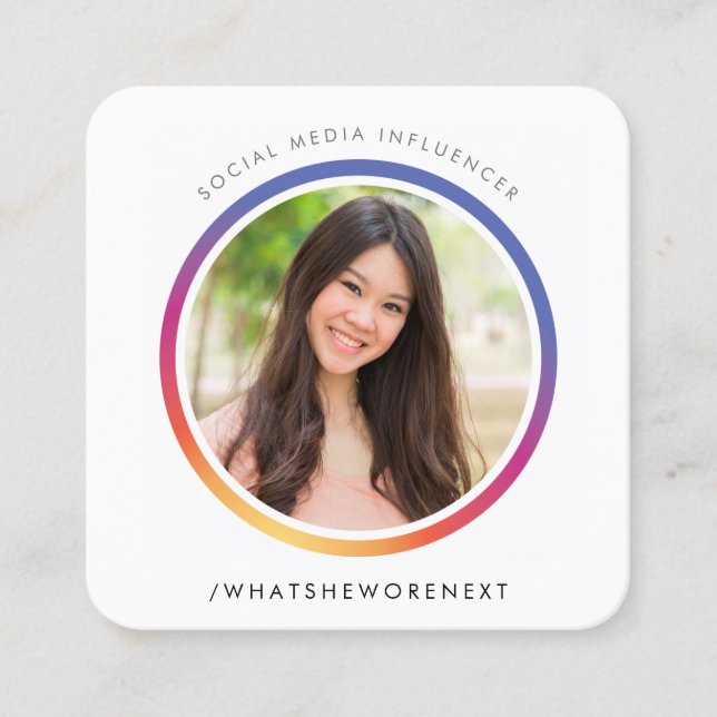 FOTO SOCIAL MEDIA instagramm Bildkreis Rand Quadratische Visitenkarte (Vorderseite)