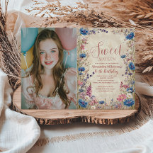 Foto Soft Cottagecore Floral Sweet Sixteen