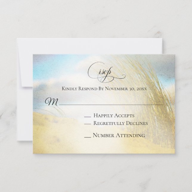 *~* Foto Soft Dune Beach Grass UAWG Wedding RSVP Karte (Vorderseite)