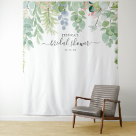 Foto "Soft Greenery Brautparty Backdrop" Wandteppich