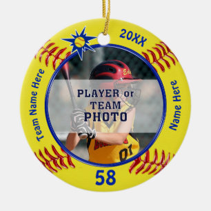FOTO Softball Geschenke, Softball Weihnachtsschmuc Keramik Ornament