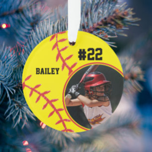 Foto "Softball Player Name Number" Ornament