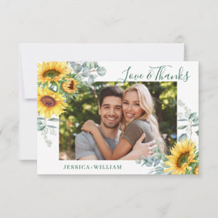 FOTO Sonnenblumen Eukalyptus Hochzeit Rustikal Dankeskarte