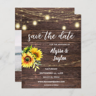 Foto Sonnenblumen Holz und Licht Save the Date