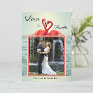 Foto Sparkling Flamingo Wedding Dankeschön Karte