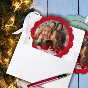 Foto-Spaß mit stampfenden Rentieren Ornament Karte