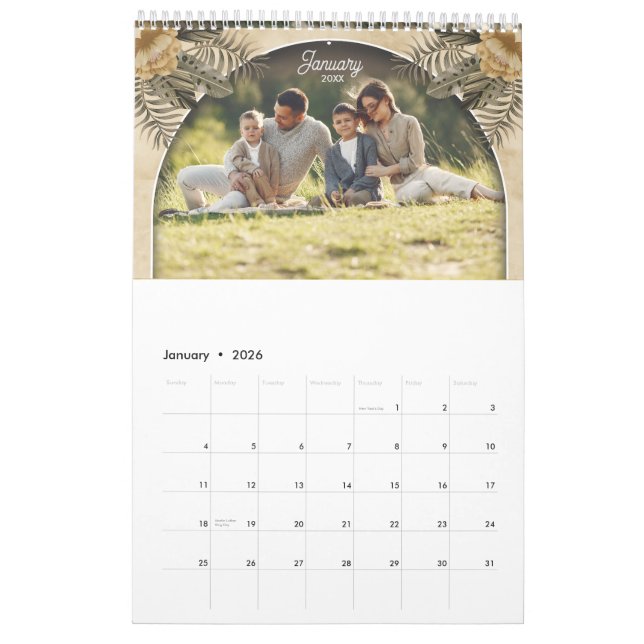 Foto-Speicher der Familie Elegant-Boho-Grafikkalen Kalender (Jan 2026)
