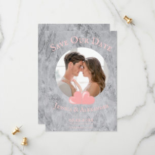 Foto-Speicherkarte mit rosa Herzen für den Hochzei Save The Date