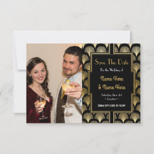 Foto Speichern Sie das Hochzeitsdatum Art Deco der Save The Date
