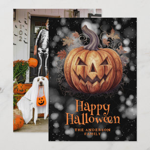 Foto Spooky Pumpkin Happy Halloween Card Feiertagskarte