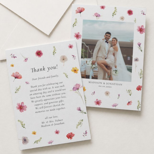 Foto Spring Wildblume Hochzeit Danke Karte (Von Creator hochgeladen)