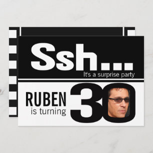 Foto ssh Männer Schwarz-weiß 30. Geburtstag 4 Foto Einladung