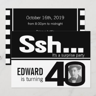 Foto ssh Männer Schwarz-weiß 40. Geburtstag einlad Einladung