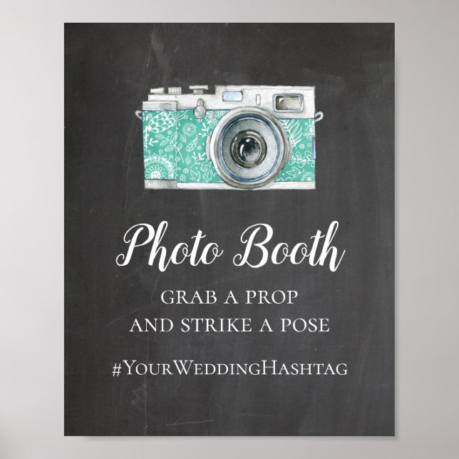 Foto Stand Chalkboard Hochzeit. Modernes Hashtag Poster (Vorne)