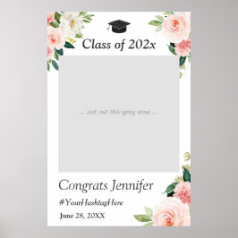 Foto-Stand der Blush Pink Floral Graduation Party Poster
