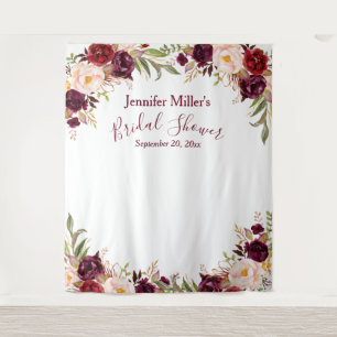 Foto-Stand des Burgundy Floral Custom Brautparty Wandteppich