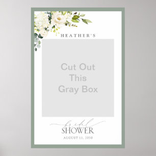 Foto-Stand des White Grey Green Floral Brautparty Poster