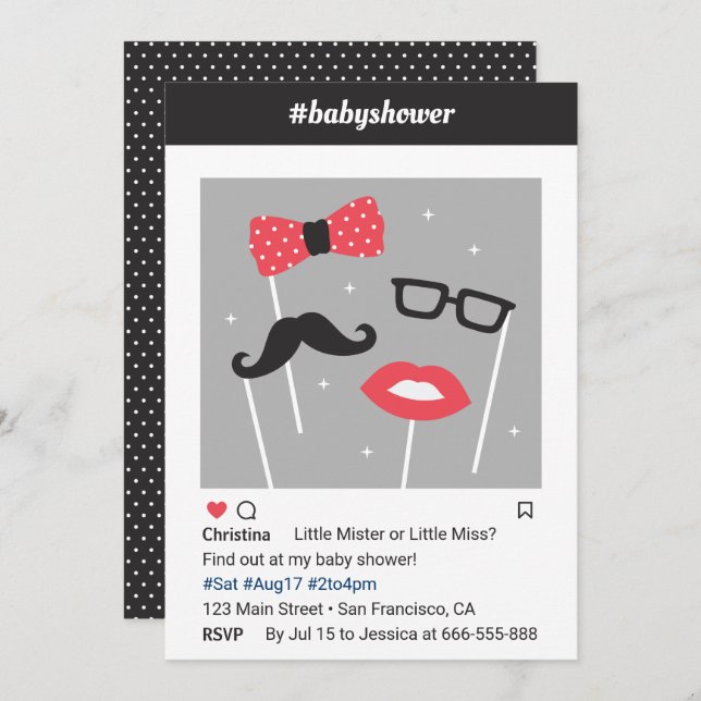 Foto Stand Gender Reveal Baby Shower Einladungen (Vorne/Hinten)