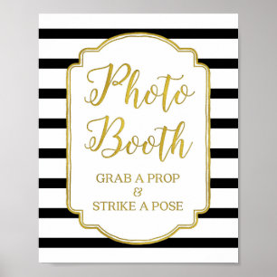 Foto Stand Hochzeitshilfen Gold Schwarz-weiße Stre Poster