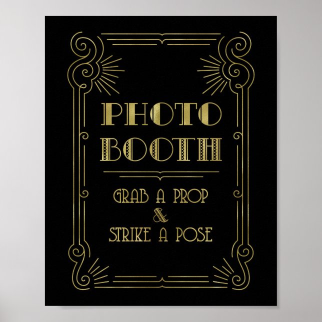 Foto-Stand Hochzeitssing Gold Black Art Deco Poster (Vorne)
