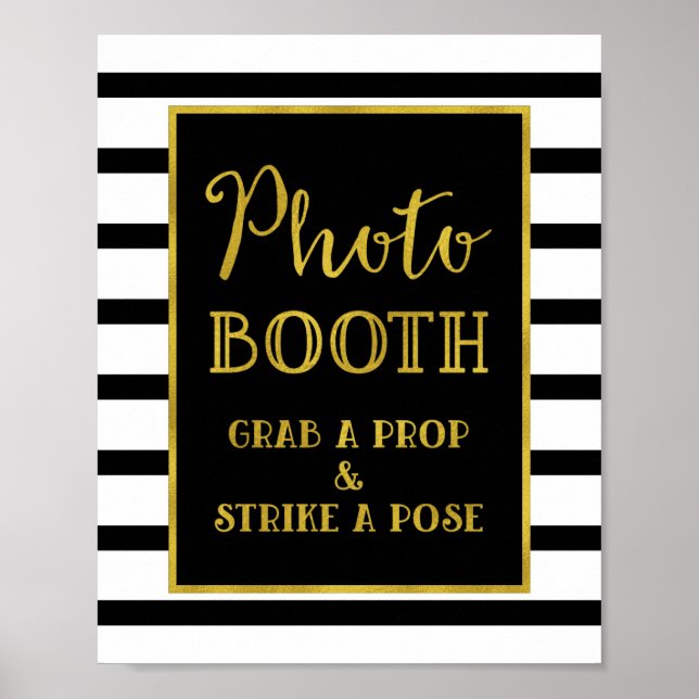 Foto Stand Hochzeitssing Gold Black Stripes Poster (Vorne)