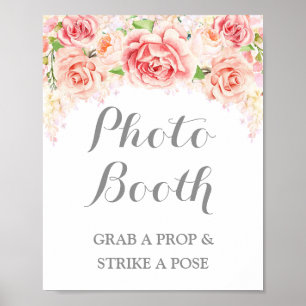 Foto Stand Hochzeitssing Pink Aquarell Blütenfarbe Poster