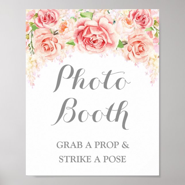 Foto Stand Hochzeitssing Pink Aquarell Blütenfarbe Poster (Vorne)