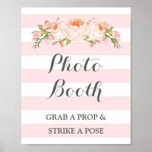 Foto Stand Hochzeitssymbol - Rosa Blume Streifen Poster