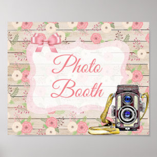 Foto-Stand signieren rosa Rustikales Holzblumen-Pl Poster