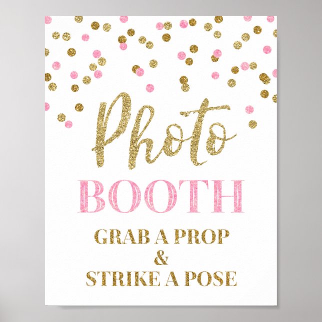 Foto Stand Wedding Sign Gold Pink Confetti Poster (Vorne)