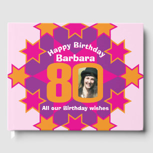 Foto Star Rosa Orange Gästebuch 80. Geburtstag