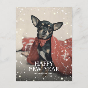 Foto Stars Snow Happy New Year Feiertagspostkarte