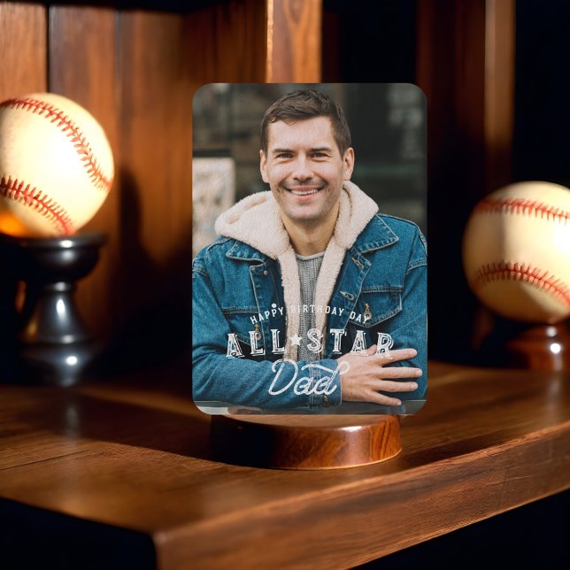 Foto & Stats All-Star Vater Baseball Card zum Gebu Begleitkarte (Birthday Photo & Stats All-Star Dad Baseball Card Front )