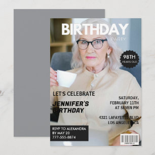 Foto-Stilvolles Magazin-Cover zu ihrem 98. Geburts Einladung