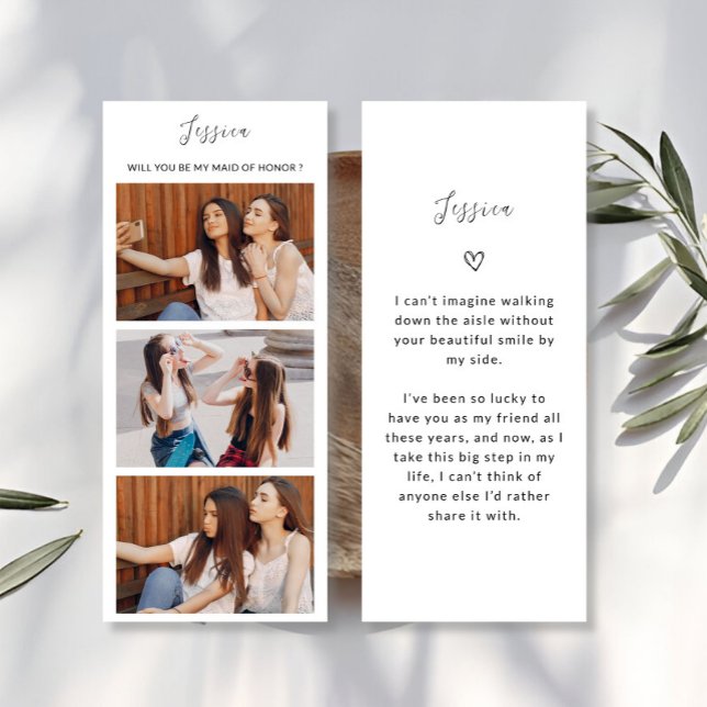 Foto Strip 3 Bilder Bridesmaid Vorschlag Card Save The Date (Photo Strip 3 Pictures Bridesmaid Proposal Card)