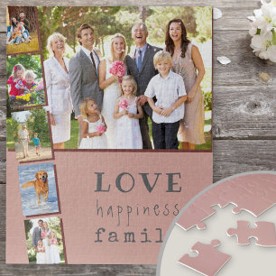 Foto Strip Collage Liebe glückliche Familie rosa Puzzle
