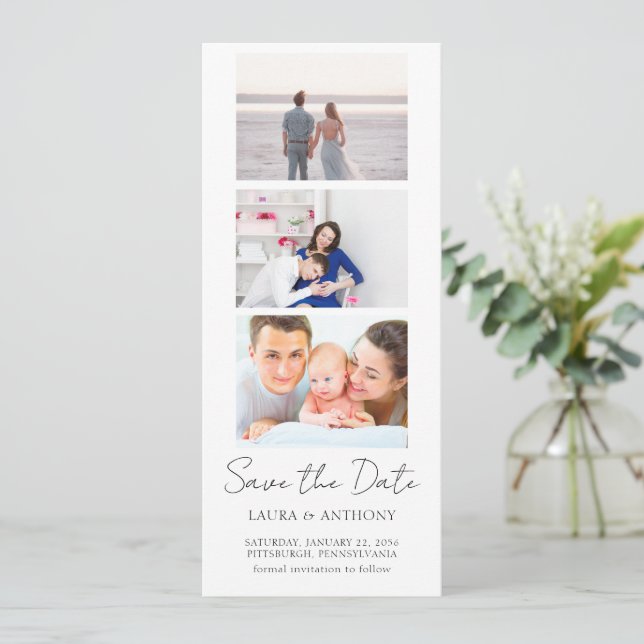 Foto Strip Foto Hochzeit Save The Date (Stehend Vorderseite)