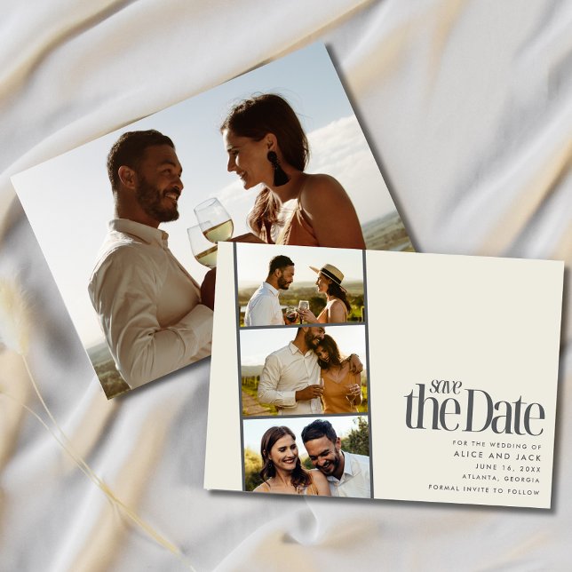 Foto Strip Moderne Hochzeit speichern das Datum Save The Date (Photo Strip Modern Wedding Save the Date)