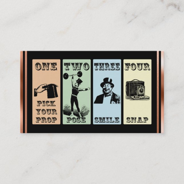 Foto-Stütze-Zeichen-Vintage Hochzeit Visitenkarte (Vorderseite)