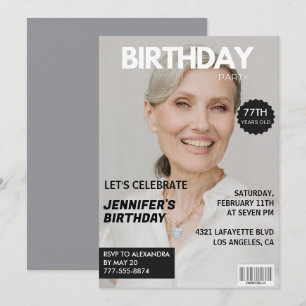 Foto Stylish Magazine Cover für ihren 77. Geburtst Einladung