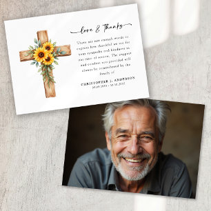 Foto Sunflower Cross Script Begräbnis Dankeskarte