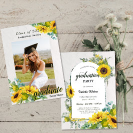 Foto Sunflower Script Graduation Party Einladung