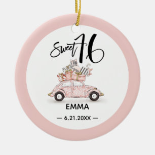 Foto Süße 16 Rose Rosa Wasserfarbe Name Keramik Ornament