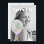 *~* FOTO Sweet 16 Birthday Rainbow Ballon AP29 Einladung<br><div class="desc">(Suche nach ähnlichen Designs auf verschiedenen Produkten in AP29) (Dieses Design kann leicht an JEDES Alter oder EVENT angepasst werden) Erfahren Sie, wenn Sie Hilfe benötigen. *~* Energie-Enhanced SWEET 16 Geburtstag Einladung. Ändern / Bearbeiten Sie den Text und das FOTO des süßen 16 Geburtstagskarls. Abstrakte Künstlerische Girly Chic SWEET 16...</div>