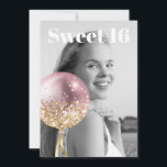 *~* FOTO Sweet 16 Birthday Rose Ballon AP29 Einladung<br><div class="desc">(Suche nach ähnlichen Designs auf verschiedenen Produkten in AP29)((Dieses Design kann leicht an JEDES Alter oder EVENT angepasst werden )) Erfahren Sie, wenn Sie Hilfe benötigen. *~* Energie-Enhanced SWEET 16 Geburtstag Einladung. Ändern / Bearbeiten Sie den Text und das FOTO des süßen 16 Geburtstagskarls. Abstrakte Künstlerische Girly Chic SWEET 16...</div>