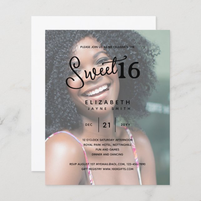 FOTO SWEET 16 Modernes, elegantes Budget Geburtsta (Vorne/Hinten)