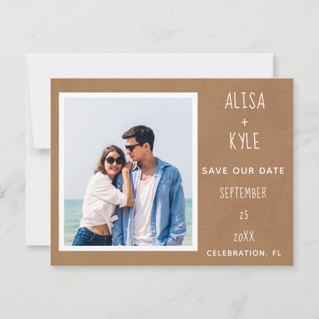 Foto Tan Modern Save the Date (Vorderseite)