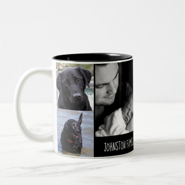 Foto-Tasse des Familienname-hergestellte Zweifarbige Tasse (Links)