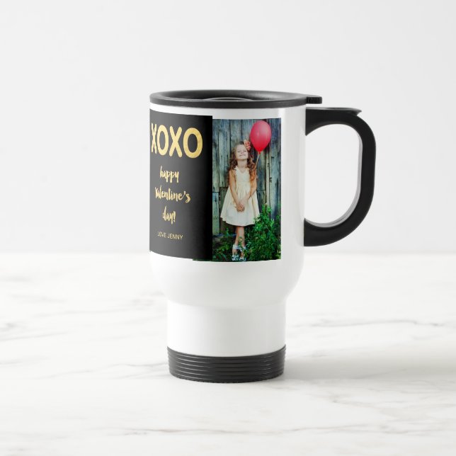 Foto-Tasse Imitat-GoldfolieXOXO | Valentines Tages Reisebecher (Rechts)